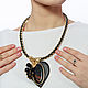 Black Gold Leather Necklace 2. Leather necklace with a heart