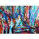 Abstract oil painting 'rainbow forest' palette knife on canvas, Pictures, Samara,  Фото №1
