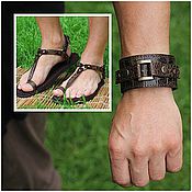Обувь ручной работы handmade. Livemaster - original item Greek Sandals sandals leather and suede brown Croco. Handmade.