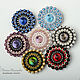 Brooch made of beads and beads Round weave red black blue, Brooches, Novosibirsk,  Фото №1