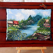 Картины и панно handmade. Livemaster - original item Landscape Summer in the village Russian Оriginal painting in handmade. Handmade.