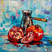 Картины и панно handmade. Livemaster - original item Pomegranate oil Painting and coffee turk Buy pomegranate painting. Handmade.