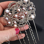 Украшения handmade. Livemaster - original item Comb for hair with pearls and beads 