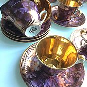 Винтаж handmade. Livemaster - original item Vintage Coffee set Poland vintage USSR porcelain Gold mother of pearl. Handmade.