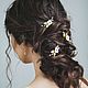 Wedding hairpins with flowers and Golden leaves, Hair Decoration, Tambov,  Фото №1