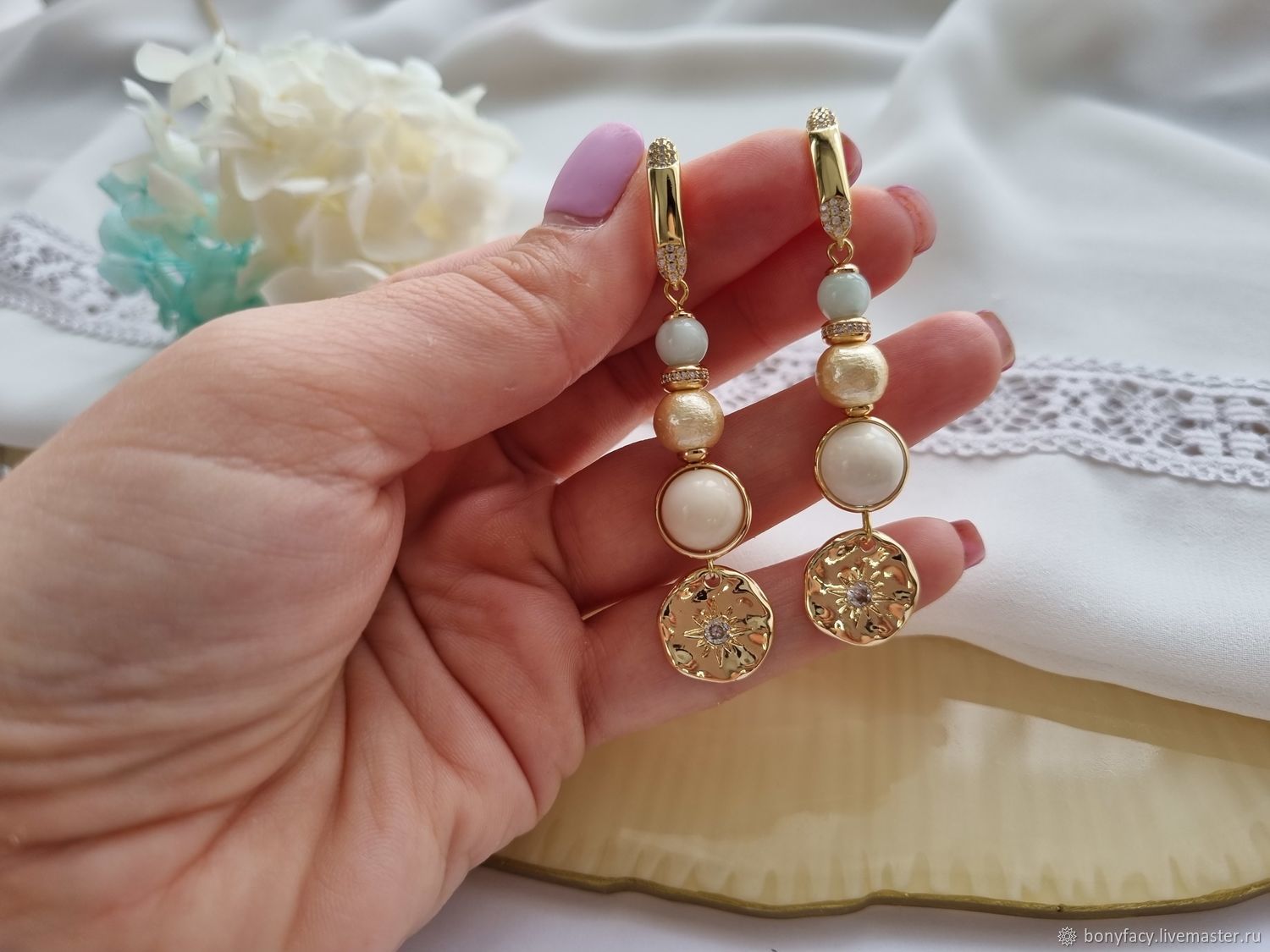 Серьги из натуральных камней «Desert sand» купить в интернет-магазине ...