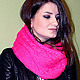 Шарф-снуд ярко розовый с косами "яркая мальва", Шарфы, Санкт-Петербург,  Фото №1
