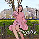 Pink dress robe, short dress embroidered on linen. Dresses. 'Viva'. Online shopping on My Livemaster.  Фото №2