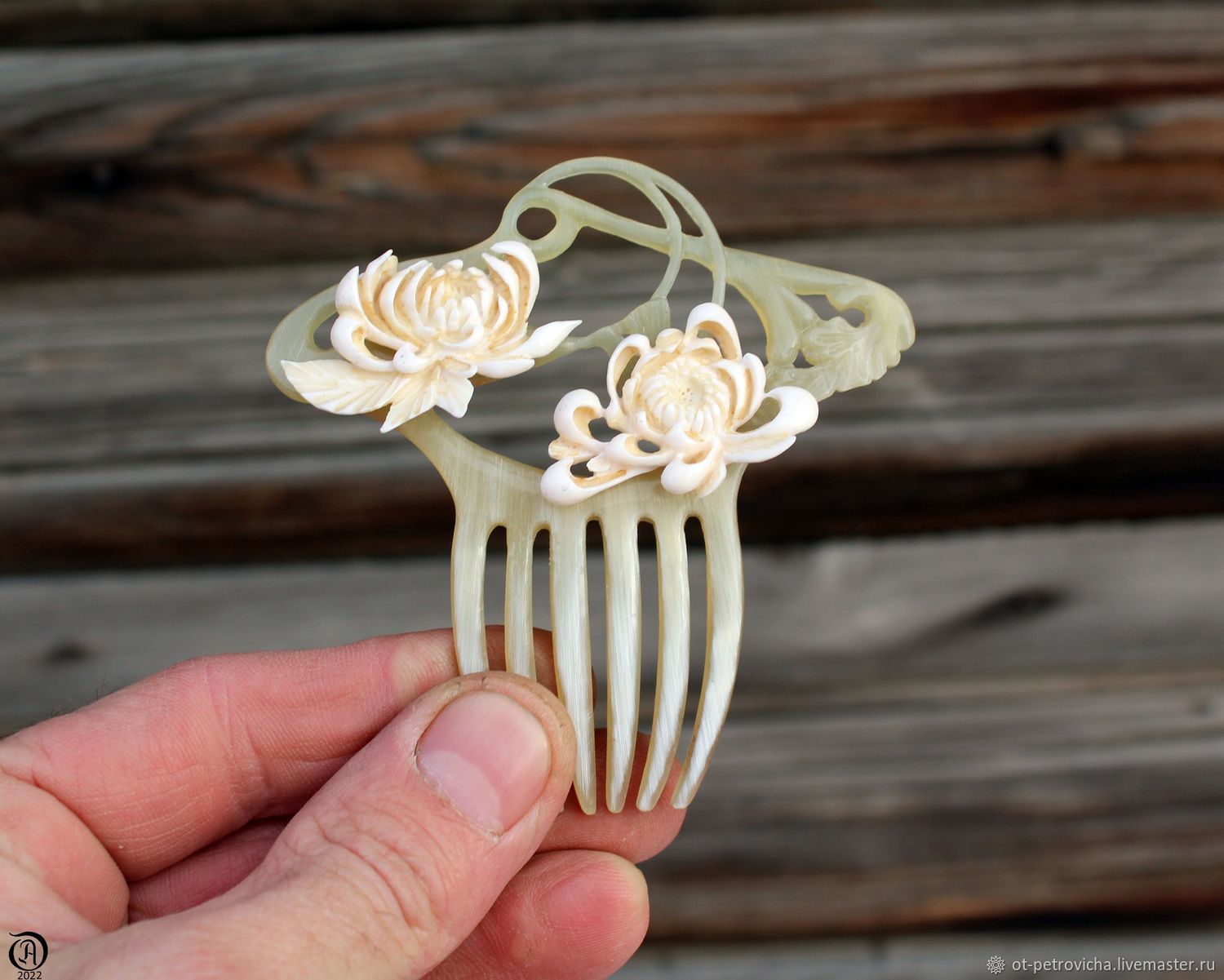 Гребень для волос - Хризантема. в интернет-магазине на Ярмарке Мастеров ...