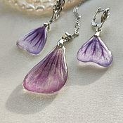 Украшения handmade. Livemaster - original item Pendant earrings made of mallow petals - Set earrings -medallion. Handmade.