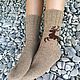 RussianSocks Бежевые носки с оленями вязаные новогодний подарок, Носки, Москва,  Фото №1