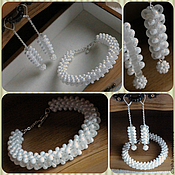 Украшения handmade. Livemaster - original item Set white long earrings and bracelet pearl wedding dress. Handmade.