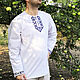 Russian shirt 'Radomir' with blue embroidery. People\\\'s shirts. KubanLad. Online shopping on My Livemaster.  Фото №2