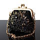  Black Small Evening Bag with Embroidery, Wallets, Bordeaux,  Фото №1
