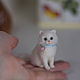 Белый котик. Кукольная миниатюра. Сухое валяние, Войлочная игрушка, Правдинск,  Фото №1
