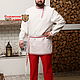 Men's red linen trousers. Mens pants. Slavyanskie uzory. My Livemaster. Фото №4