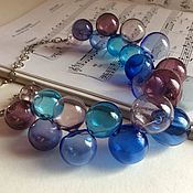 Украшения handmade. Livemaster - original item A necklace made of blown beads in a denim style .Lampwork. Handmade.