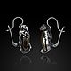 Серьги Серебряные Лапы Дракона с пиритом. Серьги классические. Aventure.Jewelry. Интернет-магазин Ярмарка Мастеров.  Фото №2