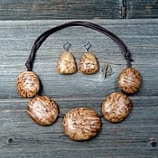 Украшения handmade. Livemaster - original item Necklace with earrings from Karelian birch. Handmade.