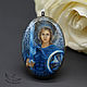 Pendant painted on the stone of the Archangel Michael amulet miniature on lapis lazuli, Pendants, Moscow,  Фото №1