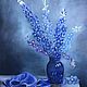 Paintings: blue bouquet in a blue vase on a blue background, Pictures, St. Petersburg,  Фото №1