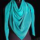 Order Silk scarf big batik crepe de Chine turquoise-blue gift. SilkColor. Livemaster. . Wraps Фото №3