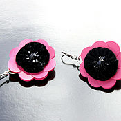 Украшения handmade. Livemaster - original item Earrings embroidered Flowers in Chanel style black and fuchsia. Handmade.
