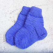 Одежда детская handmade. Livemaster - original item Knitted Blue Baby Socks. Handmade.