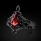 Кольцо Вампирское с гранатом в черном родии. Кольца. Aventure.Jewelry. Интернет-магазин Ярмарка Мастеров.  Фото №2