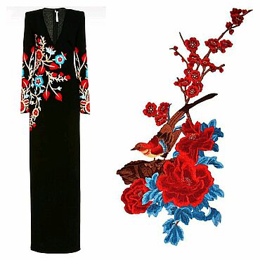 Материалы для творчества ручной работы. Ярмарка Мастеров - ручная работа Вышитая аппликация Красные Пионы. Handmade.