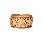 Украшения handmade. Livemaster - original item Birch bark bracelet carved wide 