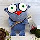 Blue cat with an axe He first started, soft toy cat, Stuffed Toys, Moscow,  Фото №1