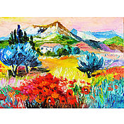 Картины и панно handmade. Livemaster - original item The painting of the poppies of Tuscany 