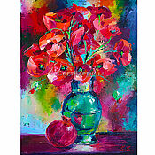 Картины и панно handmade. Livemaster - original item Painting of poppies in a vase 
