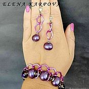 Украшения handmade. Livemaster - original item Plum Set. Mallorca pearls, rauchtopaz, agate. Handmade.
