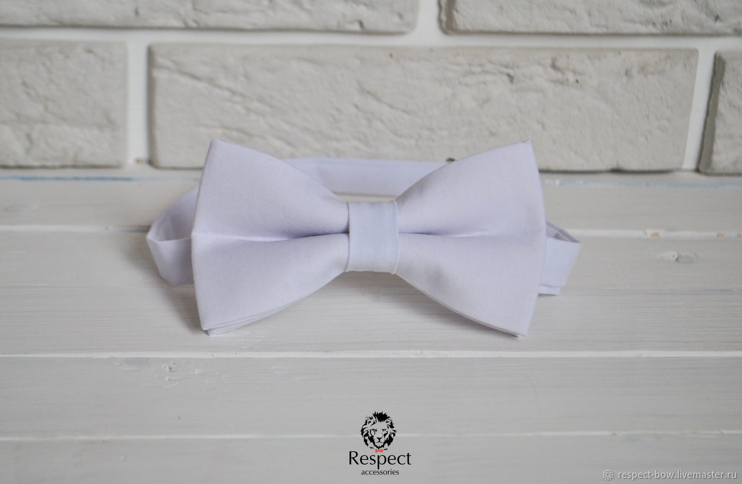 White butterfly bow tie for white weddings in classic style and white color
