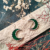Украшения handmade. Livemaster - original item Moon Green Earrings with Silver Plating (e-003-04s). Handmade.