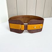 Аксессуары handmade. Livemaster - original item Wide belt made of genuine leather in the color brown sun. Handmade.