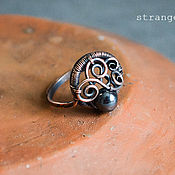 Украшения handmade. Livemaster - original item Copper ring with hematite - delicate ring with natural stone. Handmade.