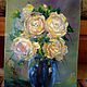 Oil painting with flowers. Yellow roses flowers. Pictures. MariaSlynkoArt (Mariaslynko). Online shopping on My Livemaster.  Фото №2