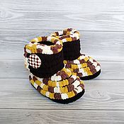 Одежда детская handmade. Livemaster - original item Children`s shoes: plush knitted boots for children, 12 cm on the foot. Handmade.
