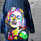 Denim with a pattern on the back of Marilyn Monroe pop art hand painted, Outerwear Jackets, St. Petersburg,  Фото №1