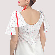 Одежда handmade. Livemaster - original item White dress with anchors cotton sundress. Handmade.