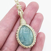 Украшения handmade. Livemaster - original item Aquamarine Pendant pendant Natural stone Blue Beige Pendant. Handmade.