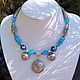 Ethnic jewelry set made of natural stones in the Eastern style. Unusual vintage jewelry. Creative decoration.