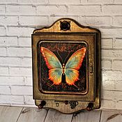 Для дома и интерьера handmade. Livemaster - original item Key holders wall: Golden butterfly. Handmade.