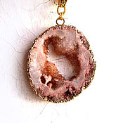 Украшения handmade. Livemaster - original item Agate cut pendant with druze and gilding. Handmade.