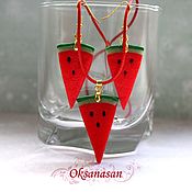 Украшения handmade. Livemaster - original item Jewelry sets: watermelon earrings and pendant. Handmade.