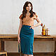 Cotton satin Moray eel skirt, A-line blue skirt with a slit. Skirts. mozaika-rus. My Livemaster. Фото №5
