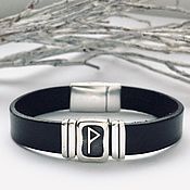 Украшения handmade. Livemaster - original item Joy, fulfillment of desires - a Bracelet with rune of Wunjo, silver, leather. Handmade.